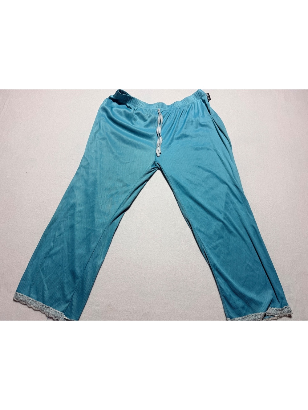 dELiA*s Women’s Pajama Pants Size Large Turquoise Blue Lace Trim Drawstring